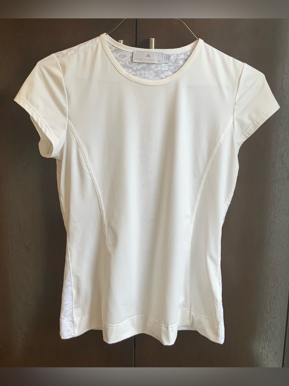 STELLA MCCARTNEY White Lace-Back Short Sleeve Althletic Tee